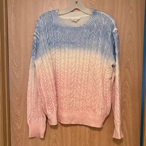 ADORA Women's Gradient Cable Knit Sweater in Blue and Pink